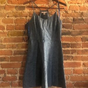 Chambray racer back fit and flare dress